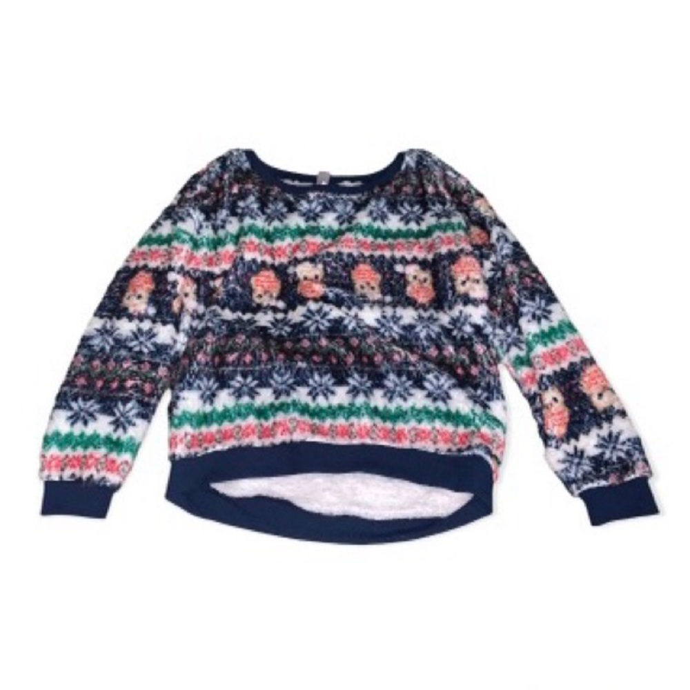 No Boundaries Large Fuzzy Holiday Owl Sweater